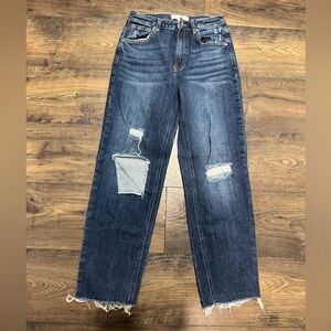 Risen Distressed Women's Straight Leg Jeans